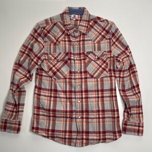 TEXWOOD Apple Long Sleeve Button Up Pearl Snap Button Shirt Womens Small Plaid‎